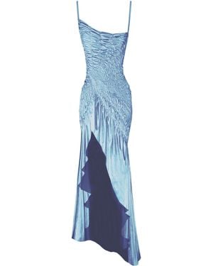 Georgia Hardinge Celestial Shirred Satin Midi Dress - Blue