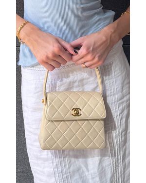 Dear Clementine Vintage Chanel Ecru Quilted Handbag - White
