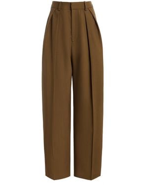 Kallmeyer Joel Pleated Straight Leg Wool Suiting Trousers - Brown