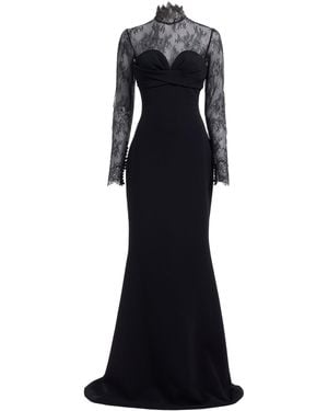 Elie Saab Long-sleeve Cady-lace Gown - Black