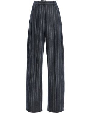 Carolina Herrera Pinstriped Wool-Blend Wide-Leg Pants - Blue