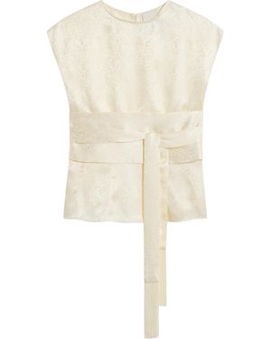 Posse Marcella Tie-Detail Silk-Blend Top - Natural
