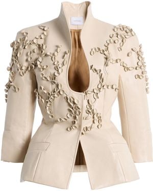 Harithand Exclusive Embellished Leather Jacket - Natural