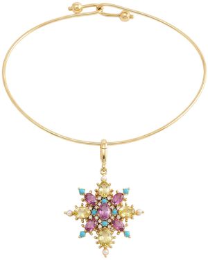 Jenna Blake Victorian Flower 18K-Stone Necklace - White