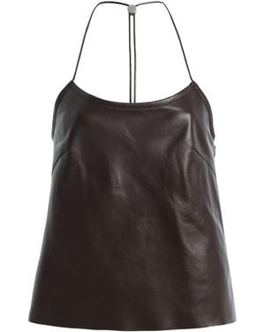 Still Here Toggle Leather Tank Top - Black