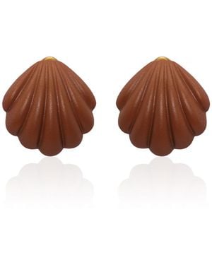 Johanna Ortiz The Aztec Shell Earrings - Brown