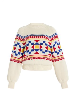 High Sport Lara Fair Isle Knit Cotton Jumper - Red