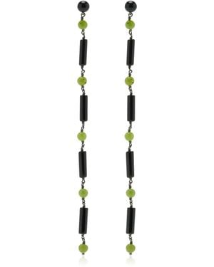 Le Sundial Jackie Onyx; Jade Earrings - Black