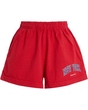 Sporty & Rich New York Ivy Cotton Disco Shorts - Red