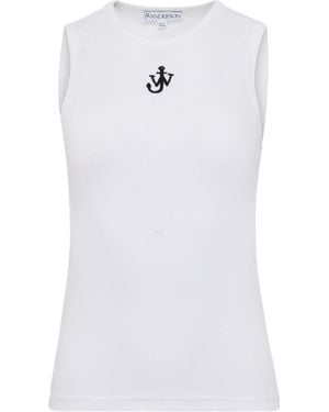 JW Anderson Anchor-embroidered Cotton Vest - White
