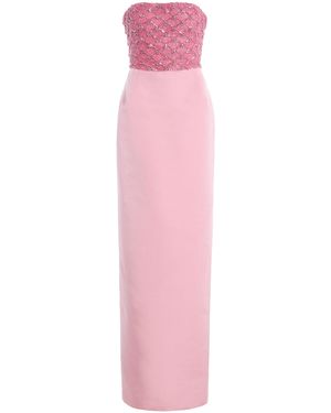 Atelier Prabal Gurung Embroidered Faille Strapless Column Gown - Pink