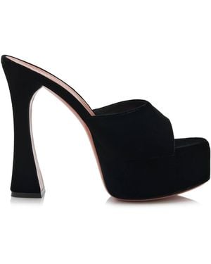 AMINA MUADDI Dalida Velvet Platform Mules - Black