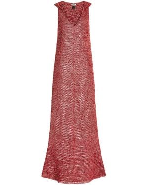 Akoia Swim Plata Metallic Cotton Dress - Red