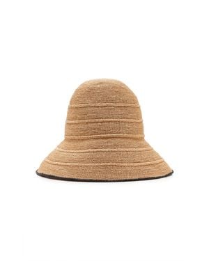 Janessa Leone Teagan Wired Brim Raffia Straw Bucket Hat - Natural