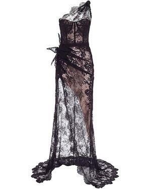 Monse One Shoulder Draped Lace Gown - White