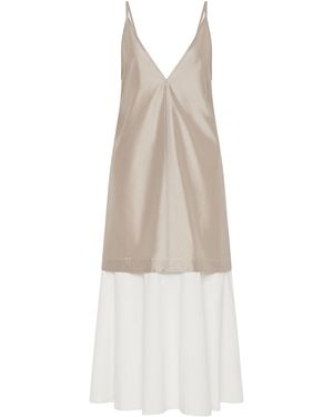 St. Agni Paper Taffeta Silk Cotton Dress - White