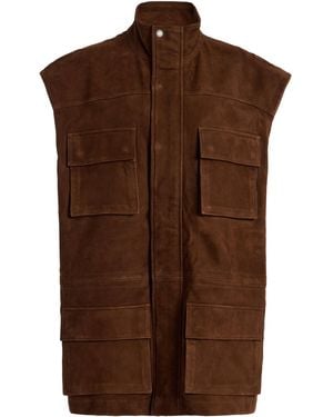 Frankie Shop Turin Sleeveless Suede Cargo Jacket - Brown