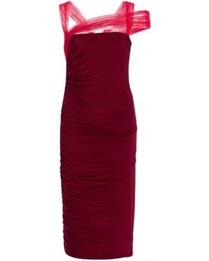 Nensi Dojaka Draped Tulle Dress - Red
