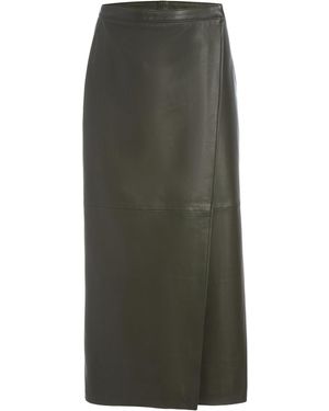 RÙADH The Este Lamb Leather Maxi Skirt - Green