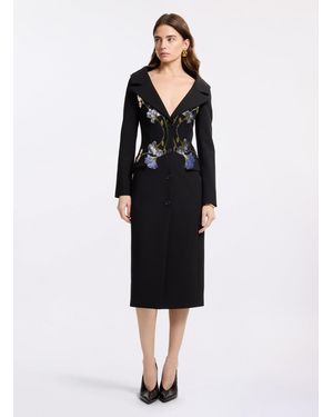 Elie Saab Single-Breasted Crepe-Wool Coat - Black