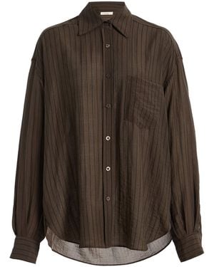ELCE Remi Oversized Striped Shirt - Brown