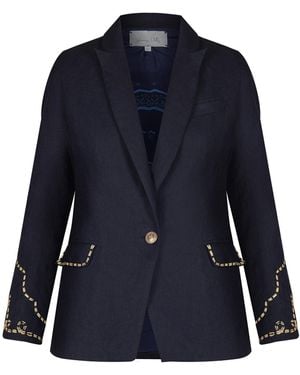 Johanna Ortiz Rock The Plan Single-Breasted Linen Jacket - Blue