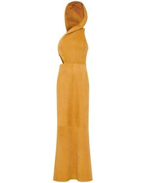 Gabriela Hearst Kallen Cutout Suede Maxi Dress - Metallic