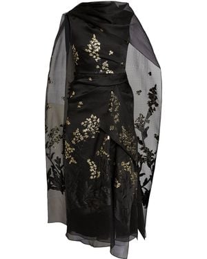 Erdem Embellished Sheer Silk-Blend Cocktail Dress - Black