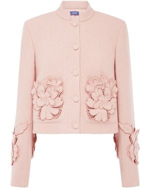 LEO LIN Blythe Applique Tweed Jacket - Pink