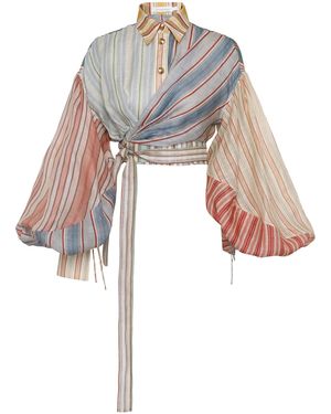 Zimmermann Rebellion Striped Linen-Silk Top - Multicolour