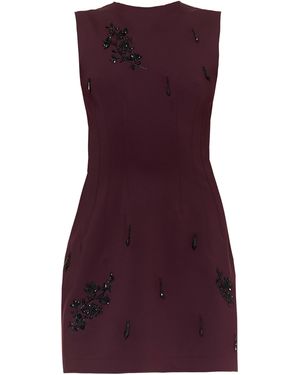DES_PHEMMES Neoprene Embroidered A-Line Mini Dress - Purple