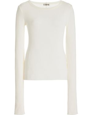 ÉTERNE Long Sleeve Cotton-blend Top - White