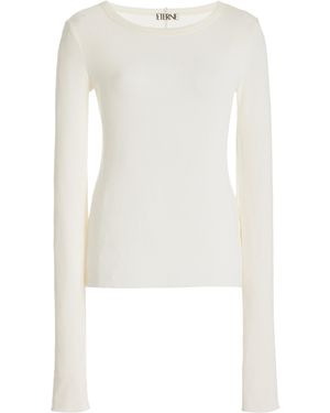 ÉTERNE Long Sleeve Cotton-blend Top - White