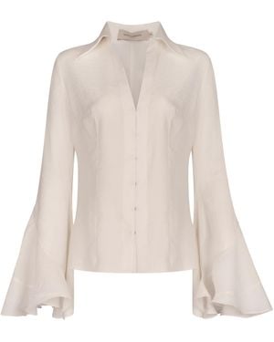 Silvia Tcherassi Reggie Georgette Shirt - Natural
