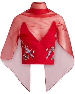 Maticevski Rebel Cause Bead-Embroidered Top