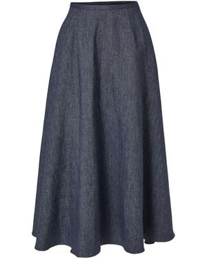 Carolina Herrera Half-Circle Linen-Cashmere Blend Skirt - Blue