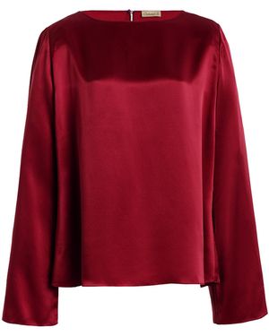 Comme Si Bell Sleeve Silk Top - Red