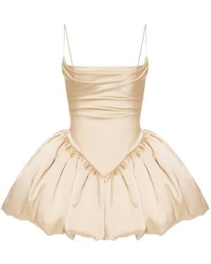 BALYKINA Saris Satin Convertible Mini Dress - Natural