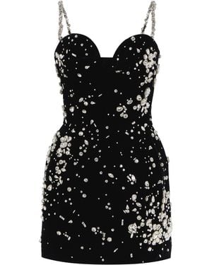 Oscar de la Renta Crystal-embellished Cupro-blend Mini Dress - Black