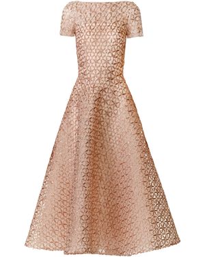 Naeem Khan Abstract Metallic Raffia Midi Dress - Natural