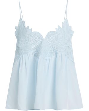 Ulla Johnson Rosie Lace-Appliquéd Silk Top - Blue