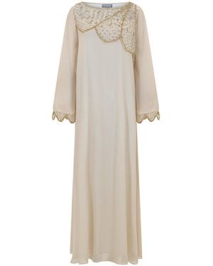 La Plain Frostlight Beaded Chiffon Caftan - Natural