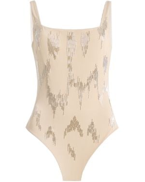 Ziah Arpoador Embroidered One-Piece Swimsuit - Natural