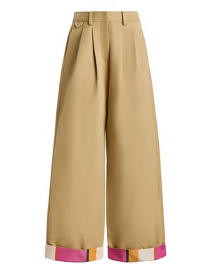Rosie Assoulin Tailored Relaxed Cotton Wide-Leg Trousers - Natural