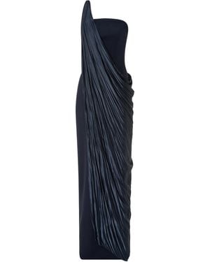 Marmar Halim Plissé Drape Crepe Gown - Blue