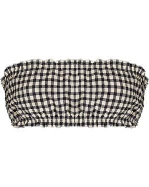 Juillet Lee Checked Bikini Top - Black