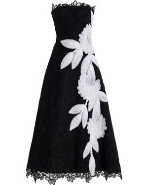 Costarellos Cloelia Floral-appliquéd Guipure Lace Midi Dress - Black