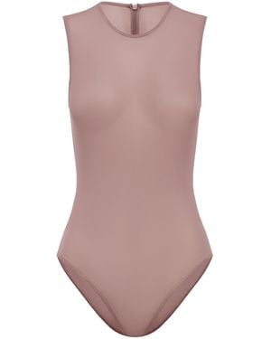 Alex Perry Sleeveless Mesh Bodysuit - Brown