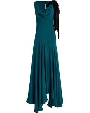 Rodarte Velvet-Trimmed Silk Crepe Cowl-Neck Maxi Dress - Green