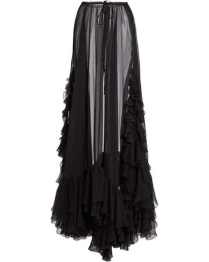 Chloé Ruffled Organic Silk Mousseline Maxi Skirt - Black